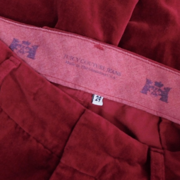 Vintage Y2K JUICY COUTURE Jeans Red Velvet Tuxedo Pants Flared Flare Size 29 - Picture 10 of 12